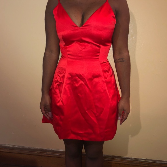 selena gomez red silk dress